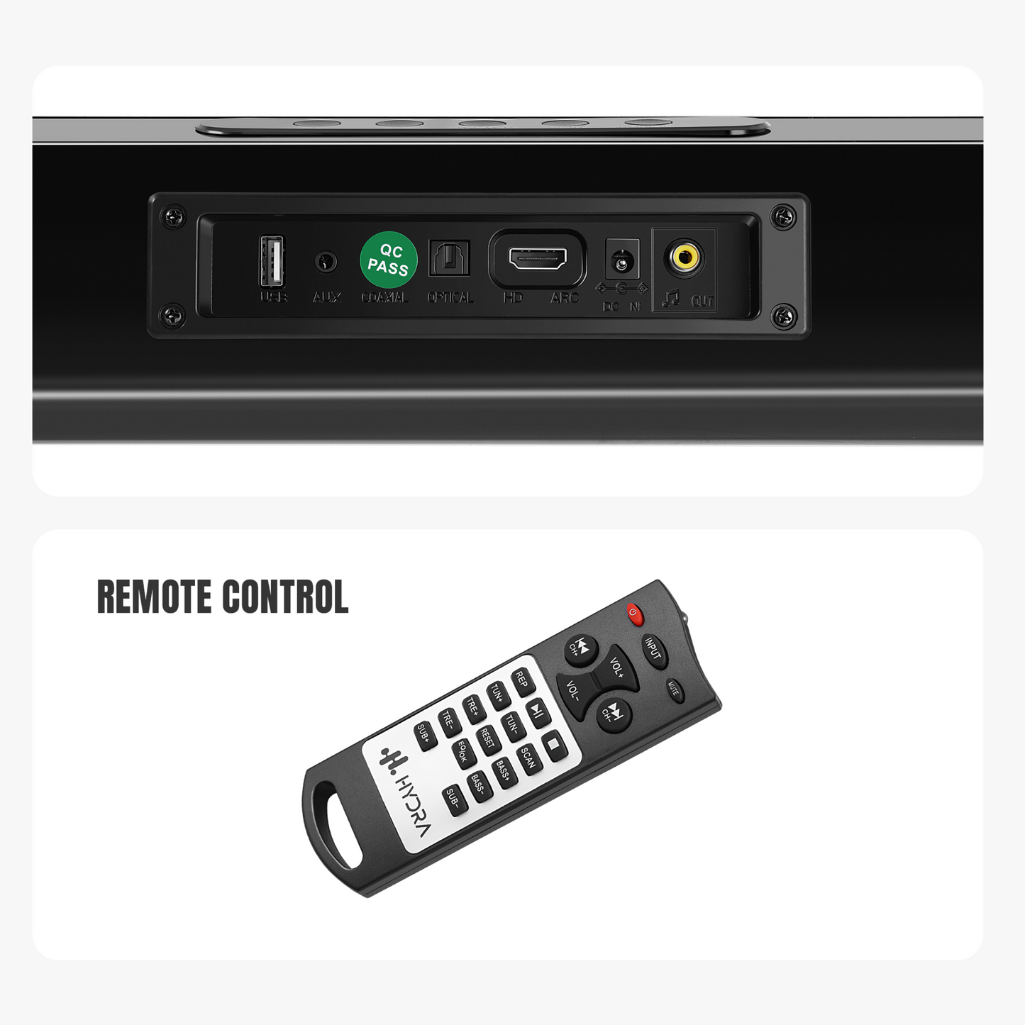 Hydra BOOMBAR 2.1 Channel Soundbar with Wired Subwoofer (180W | Bluetooth 5.0 | Black)