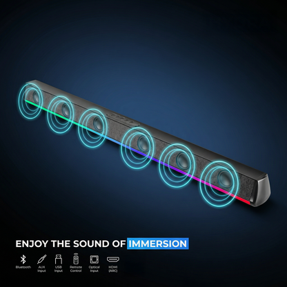 Hydra BOOMBAR 2.1 Channel Soundbar with Wired Subwoofer (180W | Bluetooth 5.0 | Black)