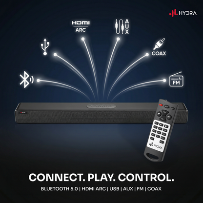 Hydra NexusOne 2.1 Channel Soundbar with 8” Subwoofer (200W | Bluetooth 5.0 | 3D Surround | Black)