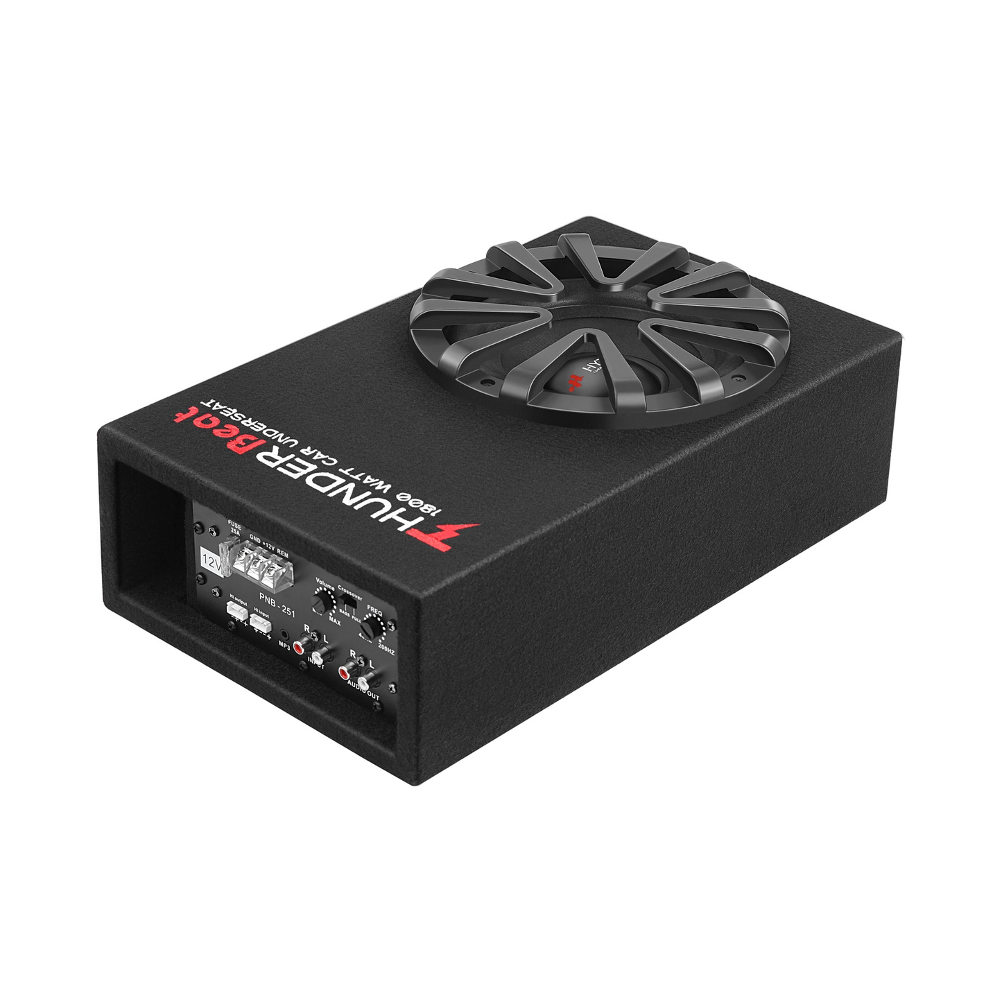 HYDRA THUNDER-BEAT 1800W - 8 Inch Imported Compact Under-Seat Car Subwoofer (Powered)
